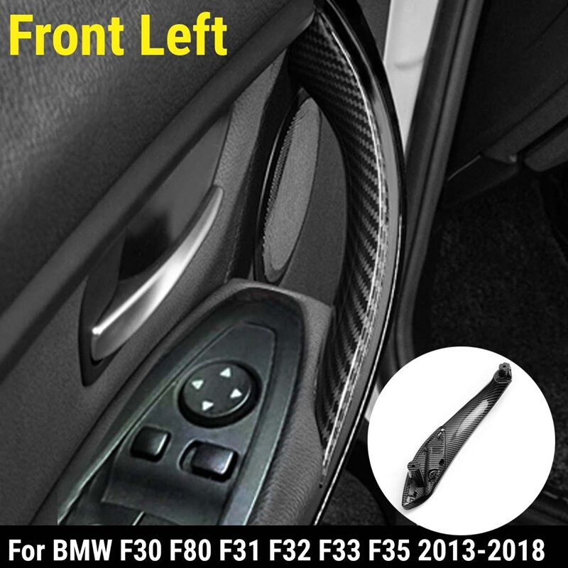 Cubierta embellecedora para manija de puerta interior de coche, accesorio de color negro carbono para BMW F30, F80, F31, F32, F33, 2013-2018