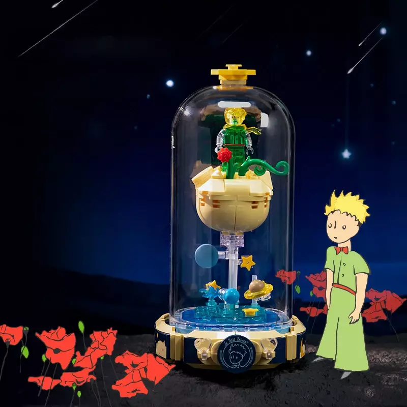 The Little Prince Rose Romantic Eternal Flower Puzzle Blocks Fashion Toy Model Creative Desktop Ornaments regalo di natale