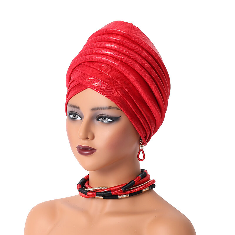 Turbante africano para mujer, envolturas para la cabeza femeninas de Nigeria, turbantes musulmanes, tocado de fiesta, novedad de 2024