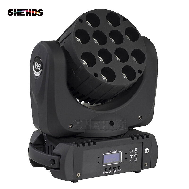 SHEHDS-DJ Lyre DMX LED movendo cabeça feixe, 12x12W, RGBW, luz de palco profissional, Mini LED, 10W Spot Beam, Casa