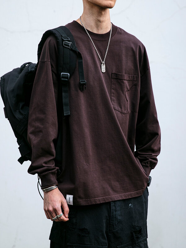 Camisola de manga comprida Batik masculina, roupa de rua coreana Harajuku, camiseta fina casual, pulôver na moda masculina de alta qualidade