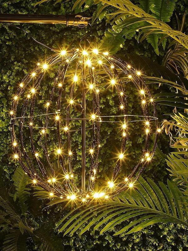 2023 Kugel Lichter Weihnachten beleuchtete Kugel Bälle im Freien falten flachen Metallrahmen große Kugel Lichter Lichterketten für Veranda Terrasse