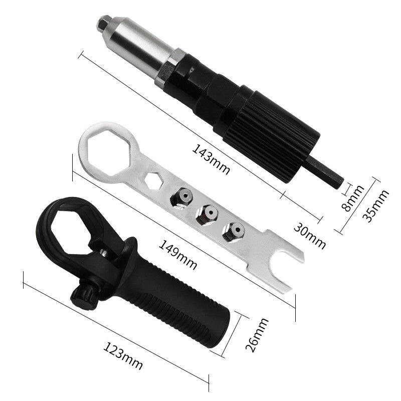 Elétrica Rivet Nut Gun, adaptador de broca, Cordless Riveting Tool, Insert Nut, Pull, 2,4 milímetros-4,8 milímetros