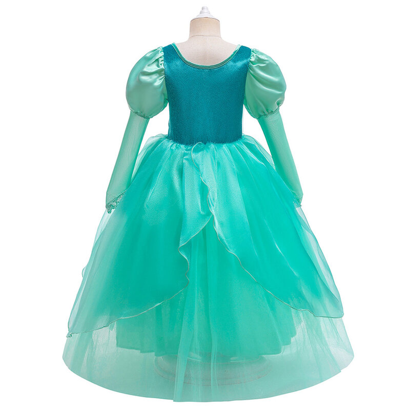 Girls Mermaid Cosplay Dress Princess Costume Ariel Clothes Christmas Carnival Masquerade Party Elegant Gown Kids Birthday Outfit