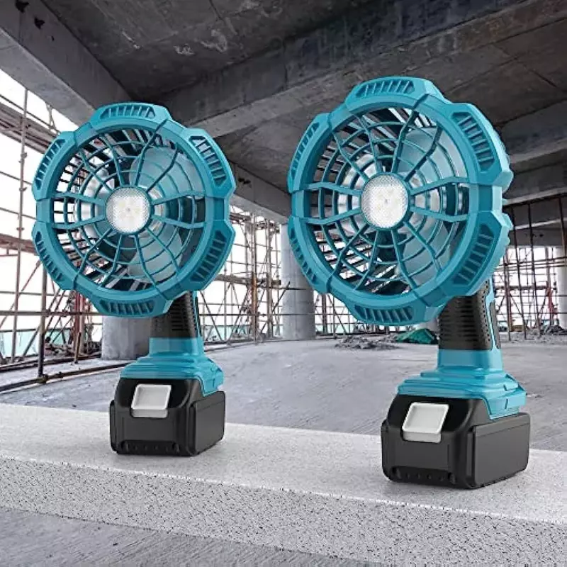 Portable Fan for Makita 18V Lithium-ion Battery, Cordless Fan with 9W LED Work, USB Port, Handheld Jobsite Fan for Camping
