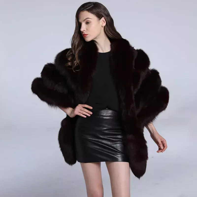 Manteau court en fourrure de renard pour femme, émail chaud populaire, automne et hiver