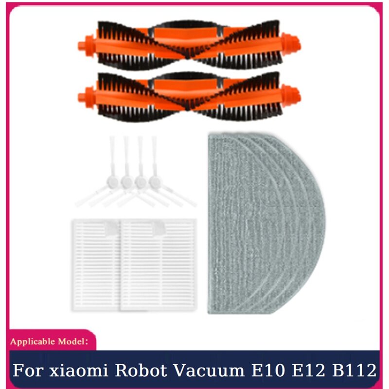 12PCS Replacement Parts For Xiaomi Robot Vacuum E10 E12 B112 Vacuum Accessories Main Side Brush Hepa Filter Mop Cloth