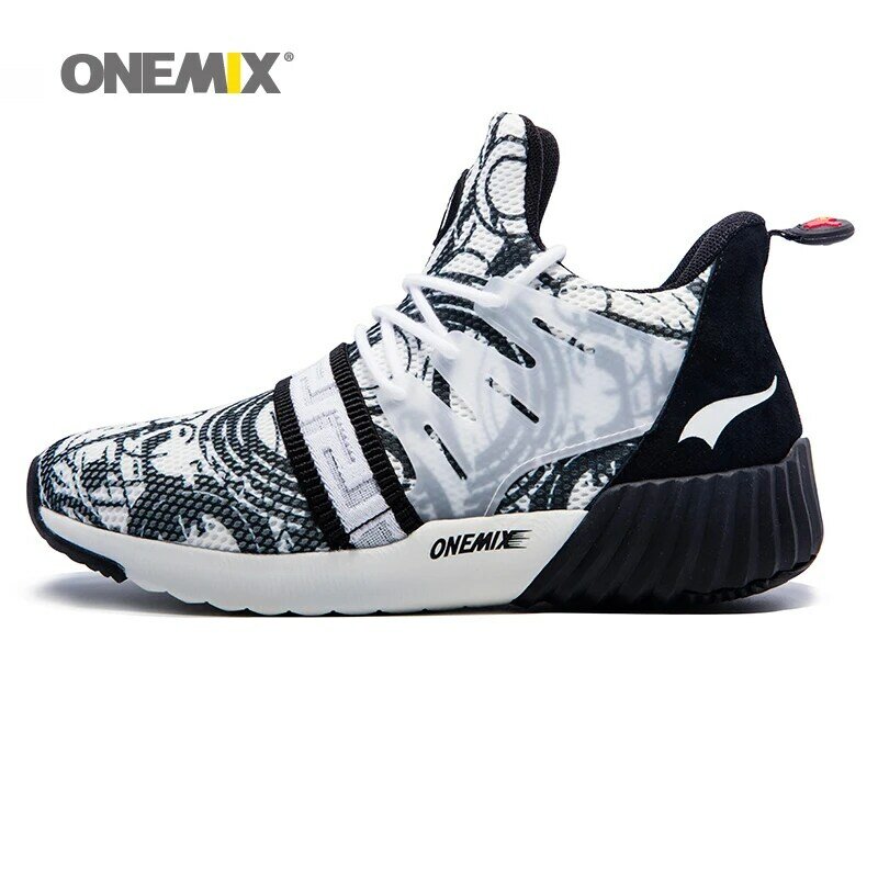 Onemix novo ano claro estoque de alta parte superior amortecimento tênis feminino para ao ar livre casual stripe deslizamento-on plataforma formadores de fitness sapatos