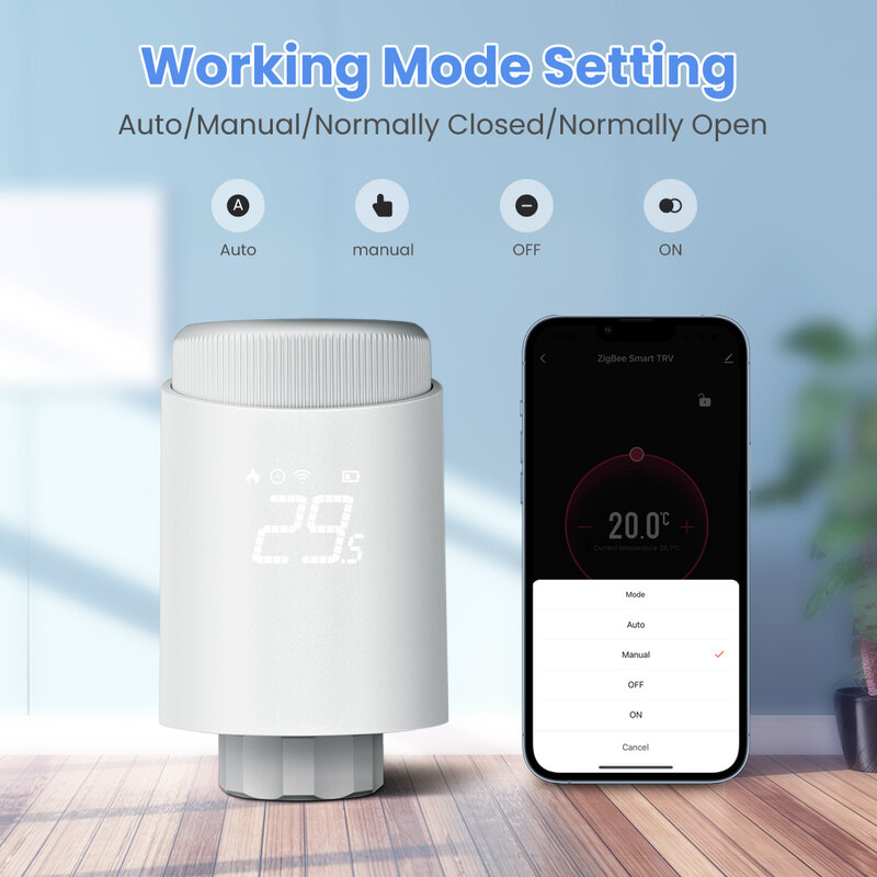 AVATTO ZigBee3.0 aktuator Radiator, pengatur suhu termostat pemanas Tuya dapat diprogram untuk Alexa Google Home