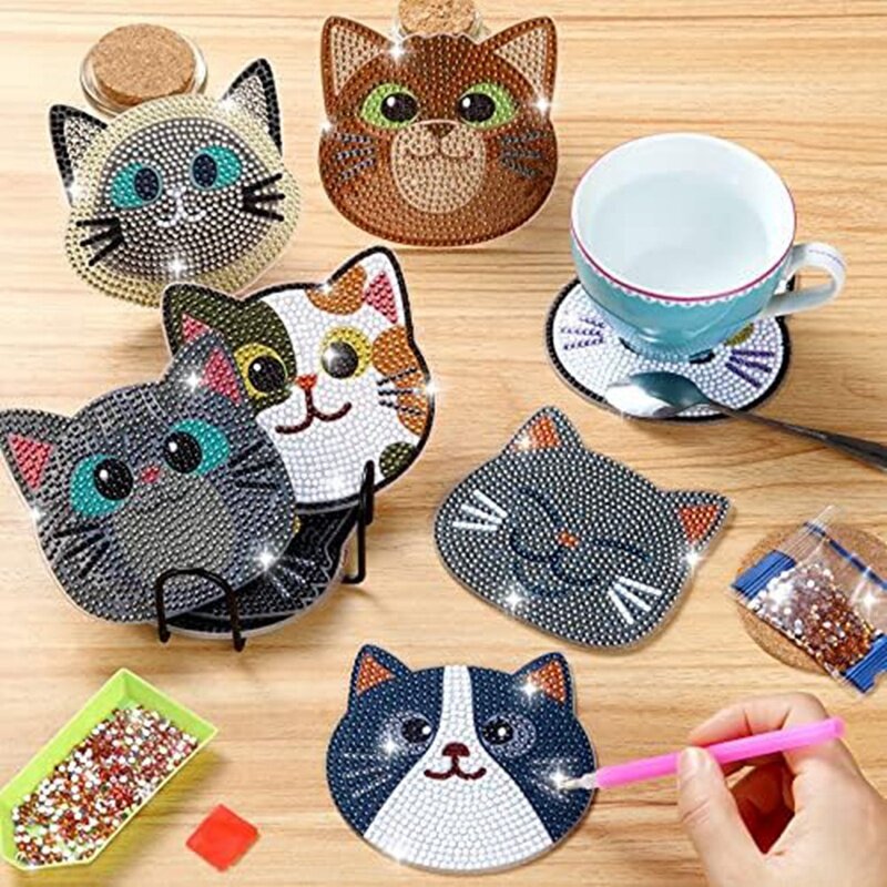 10 Pieces Diamondpainting Coaster Set For Kids And Adultsdiamond Dots, For Adults And Kids Beginner Supplies Gifts