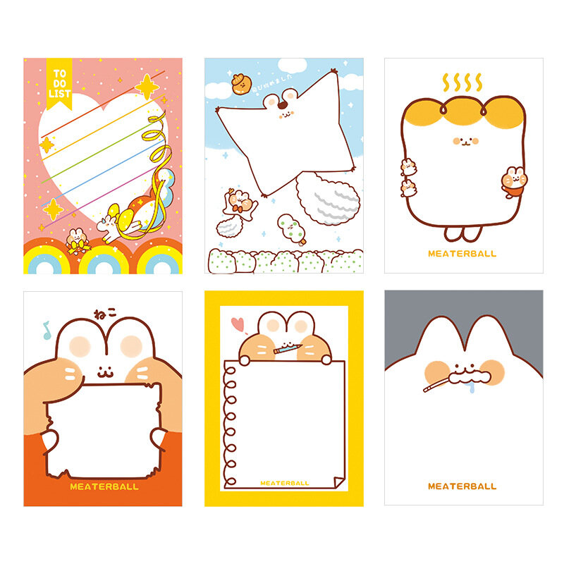 귀여운 만화 셀프 스틱 동물 스티커 메모 패드 30 매, 학교 교실 사무실 노트북