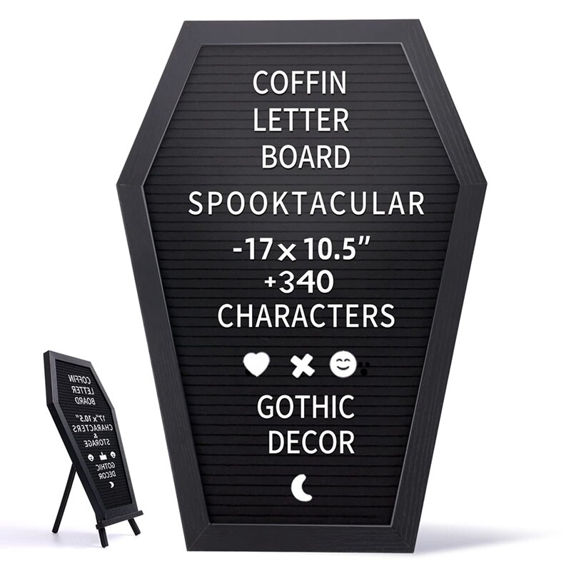 黒のフェルト文字ボード、オフィスと家の装飾、340の白い交換可能な文字、1セット