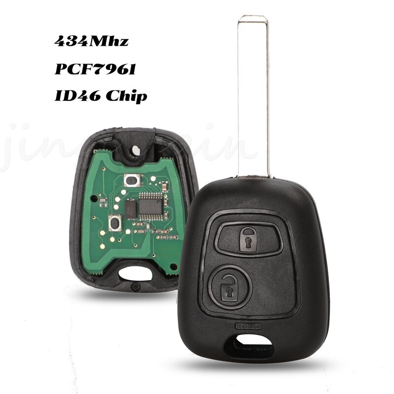 Jingyuqin 2 кнопки 433 Мгц дистанционный Автомобильный ключ для Peugeot 206 207 для Citroen C2 C3 с чипом транспондера ID46/PCF7961