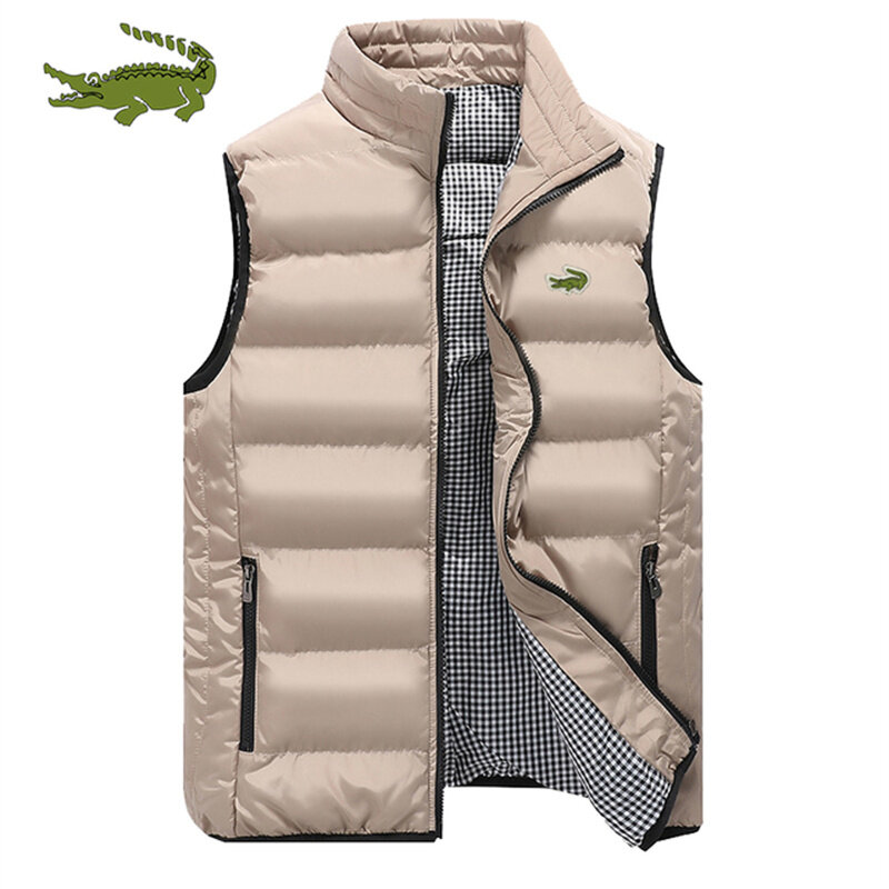 2024 wysokiej marka jakości płaszcze kamizelka męską jesienno-zimową casualowa wygodna bez rękawów w jednolitym kolorze pogrubioną bawełnianą kurtkę