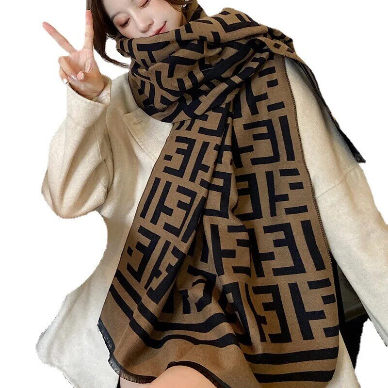Осенне-зимний утепленный шарф из искусственного кашемира с буквой F Женский Универсальный длинный женский шарф Dongmen корейской версии