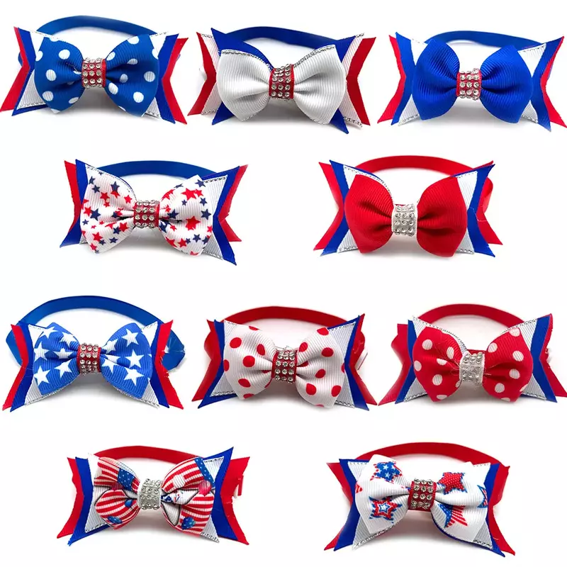 New American Independence Days Pet Dog Bow Ties US Flag Dog Grooming Accessories Pet Cat Small Dog Puppy Bow Tie Supplies