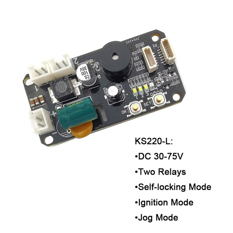 KS220-L + R503 DC30-75V 2 przekaźniki kontrola dostępu za pomocą odcisków palców części płyty z trybem samoblokującym/zapłonowym/Jog z administratorem/użytkownikiem