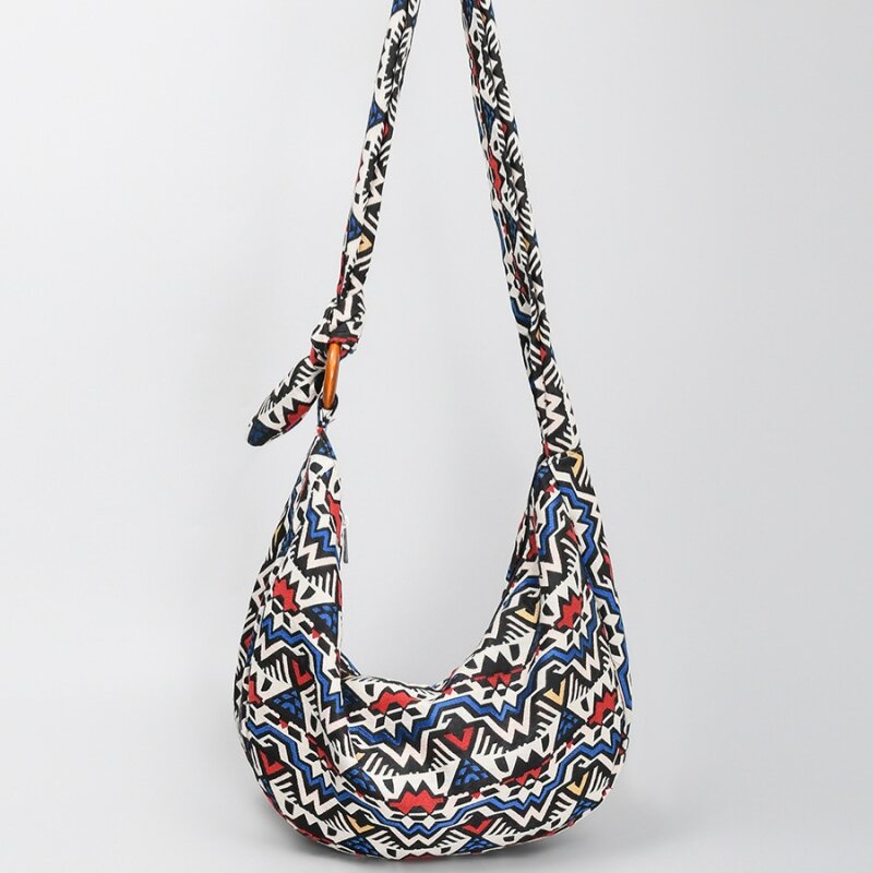 Bolso cruzado informal para mujer, bolsa de hombro de tela de algodón, estilo bohemio, diseño de primavera, 2024