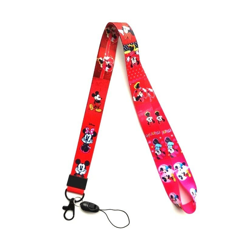 Disney-cordón de Mickey y Minnie Mouse para llave, correa para el cuello, tarjeta de identificación, soporte para insignia, llavero, accesorios