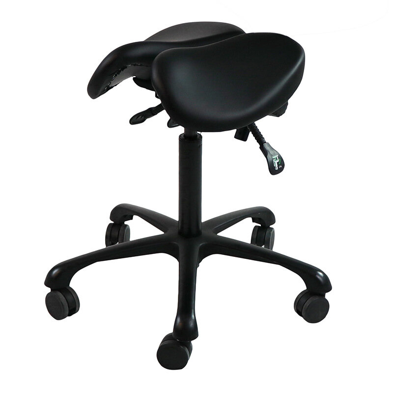 Ajuste ergonômico Saddle Barber Chair, Cadeira de maquiagem giratória sobre rodas, Master Lifting, Cabeleireiro, Móveis de salão, AA