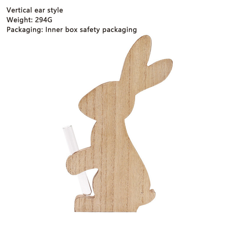 Recorte de conejo de Pascua de madera, adornos artesanales con forma de conejo del bosque, álbum de recortes