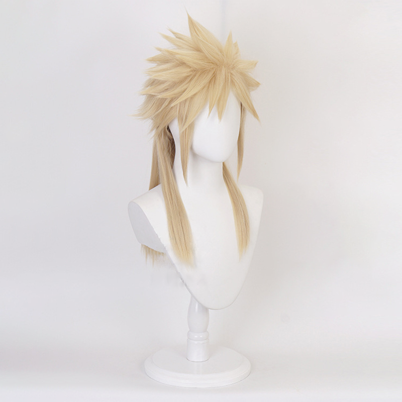 Peluca de disfraz de Final Fantasy VII Cloud Strife para adultos, pelucas amarillas cortas con extensiones de cabello, accesorios de Halloween, Unisex