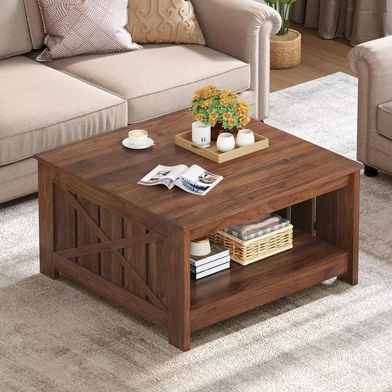 Furnitures Coffee Table Farmhouse Coffee Table With Storage Rustic Wood Cocktail Table Espresso Tables Living Room Furniture