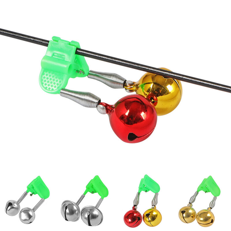 Vendita calda Fishing Bite allarmi canna da pesca Bell Rod Clamp Tip Clip Bells Ring Green ABS + accessori per la pesca in metallo parti esterne