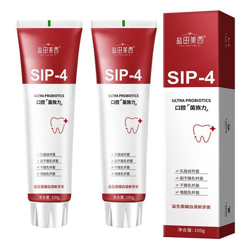 Sip-4バイオティクスホワイトニング歯磨き粉、歯の縁取り、さわやかな呼吸、歯の削除、1,2個