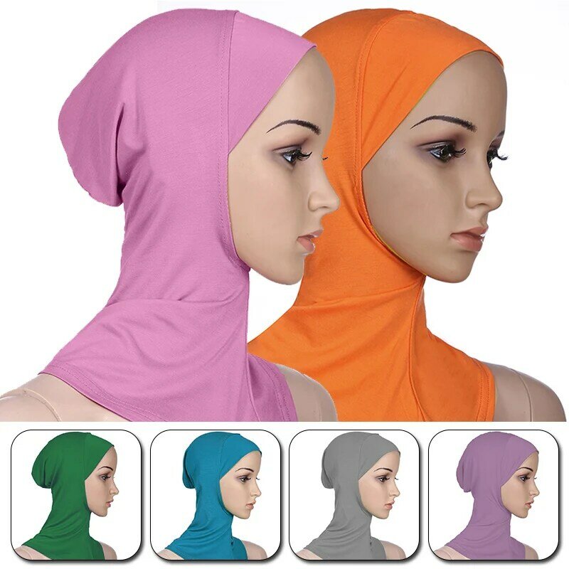 Turbante muçulmano cor pura para mulheres, hijab islâmico, chapéu macio, lenço para senhora, lenço ninja, acessórios de vestuário