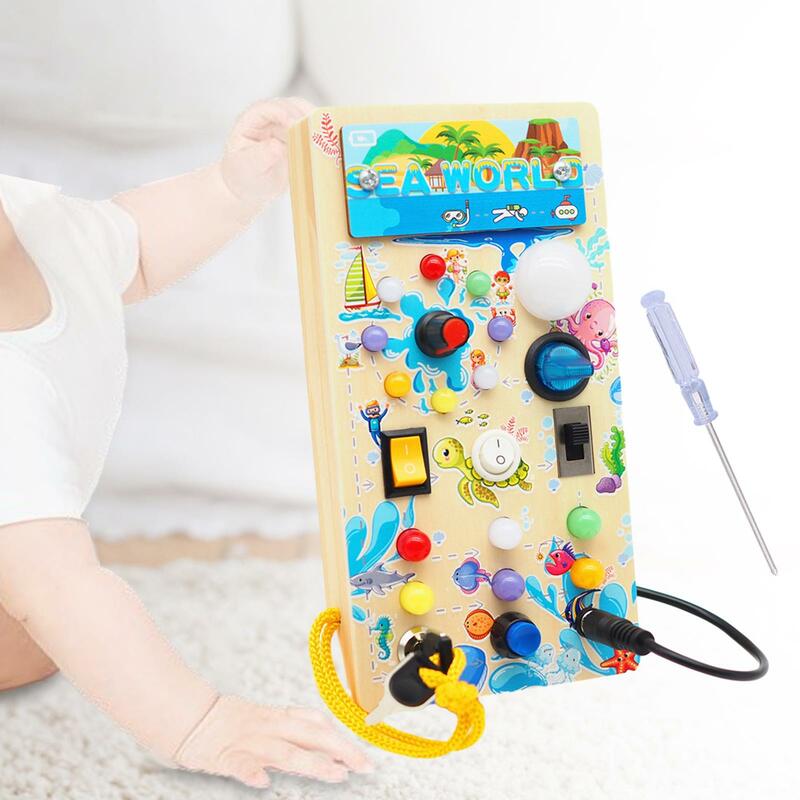 幼児のための手作りのビジーボード、1歳の赤ちゃんのためのスイッチ玩具、ライト