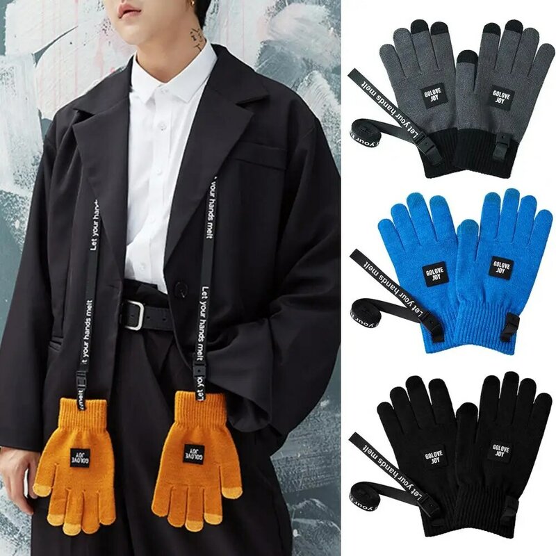 Fashion Winter Gloves Comfortable Thickened Winter Three-finger Touch Screen Gloves  Soft Full Finger Gloves for Daily Wear