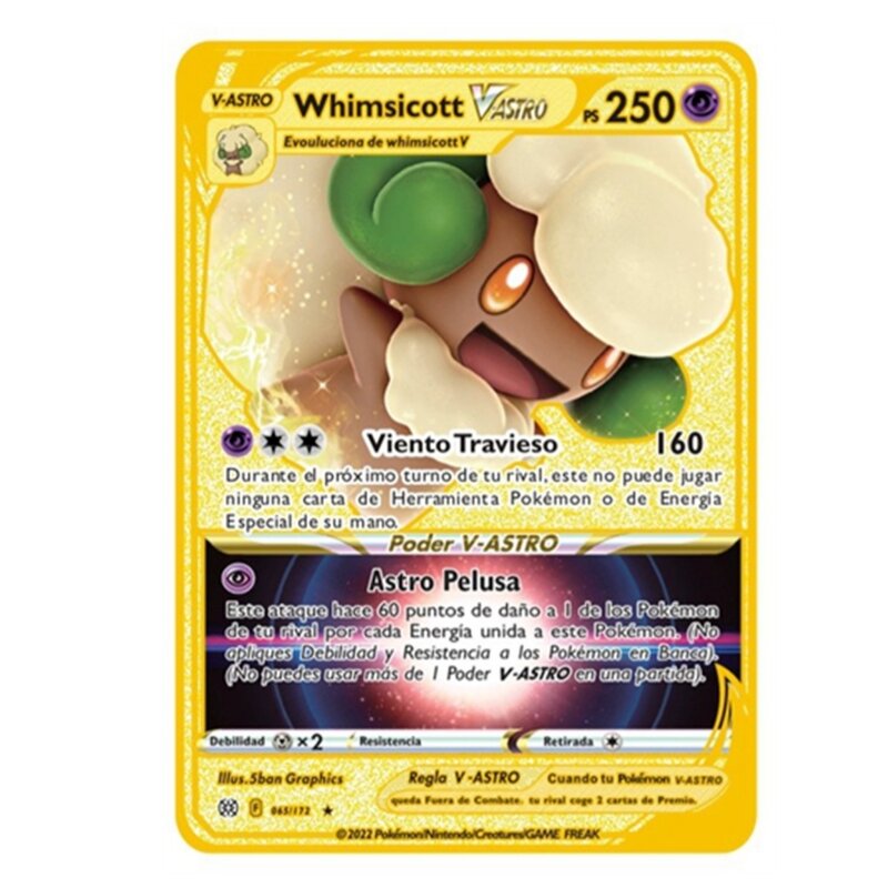 Cartes en métal Pokémon espagnol, lettres de carte Pokémon, cartes de fer Mewtwo Pikachu Gx Charizard Vmax