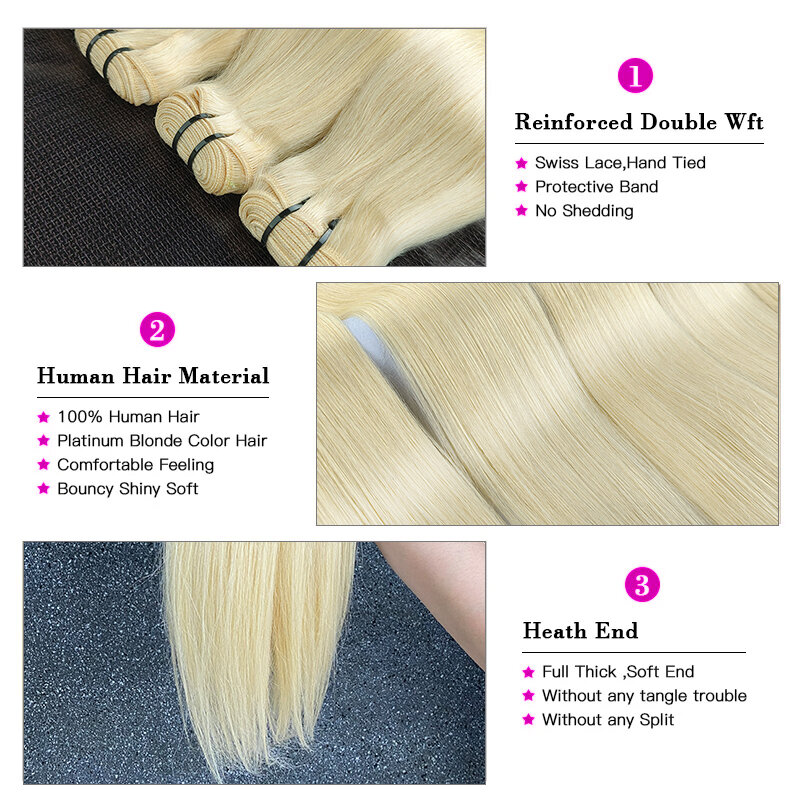 Gerade menschliche Haar bündel mit Verschluss blond 613 remy Haar verlängerungen für Frauen honig blonde brasilia nische Haar weberei Bündel
