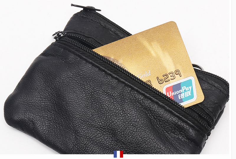 Borsa con cerniera a portafoglio semplice con moneta in vera pelle borsa piccola multifunzionale di borsa in pelle di pecora