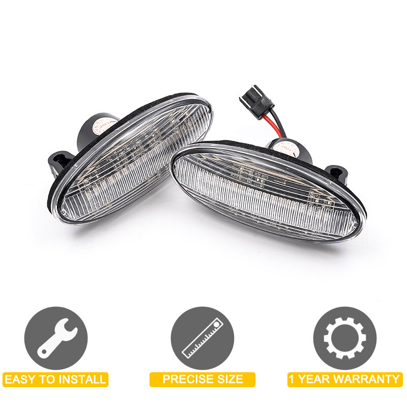 Conjunto de lámpara de marcador lateral LED, luz intermitente de señal de giro con lente transparente de 12V para Nissan x-trai Qashqai Pickup Juke Leaf Note