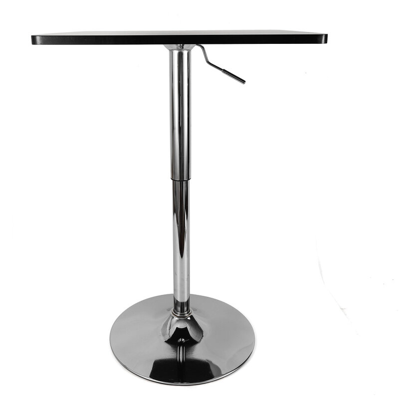 MDF 및 스테인레스 스틸 바 테이블, 23.6 인치 스퀘어 펍 테이블, 높이 조절 가능, 360 ° 회전, 블랙 키 칵테일 테이블