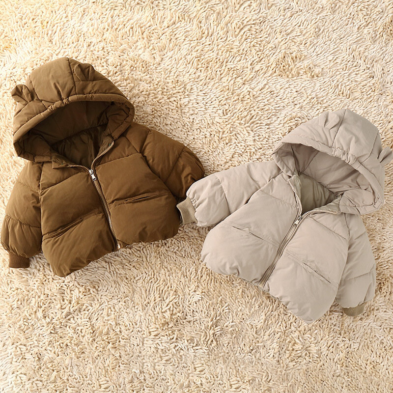 Abrigo de plumón grueso para bebé, Parkas de algodón con capucha para niño y niña, ropa de abrigo cálida de felpa para invierno, novedad de 2023