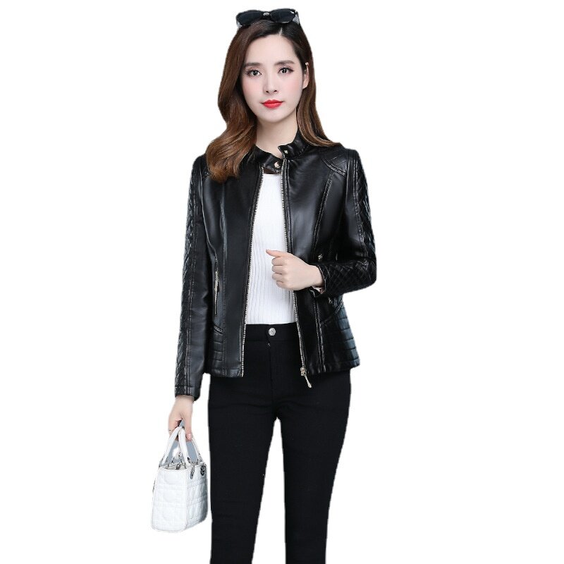 ZXRYXGS 2023 Premium Pu OL temperamento cappotti in pelle coreano collo corto in piedi cappotto in pelle da donna cerniera giacche di tendenza nuovo