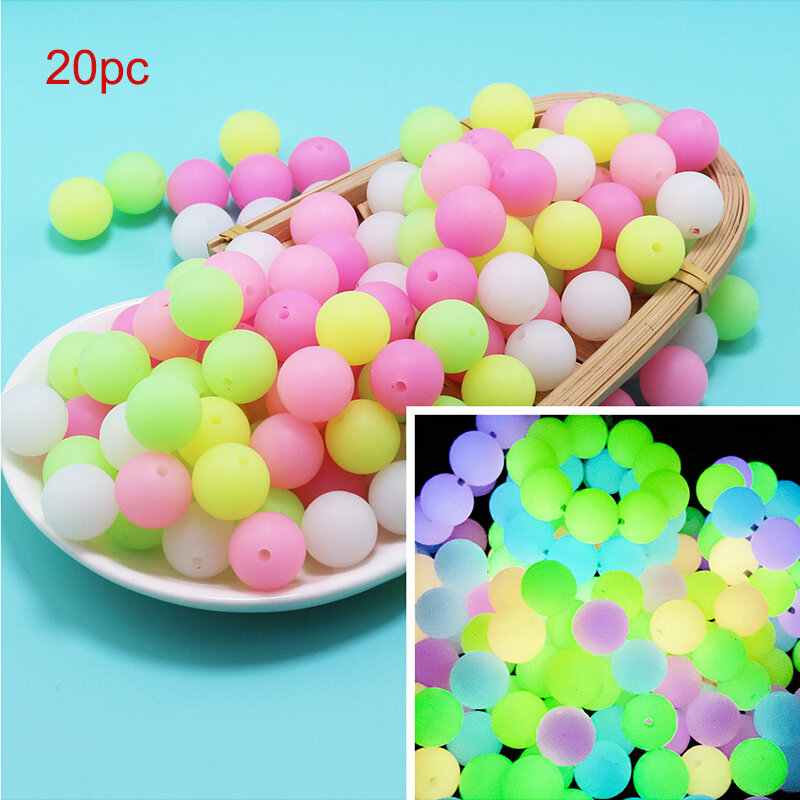 15mm 20PC/lot Silicone Luminescent Beads Baby for Pacifier Chain Accessories Teether Safe Food Grade Nursing Chewing BPA Free
