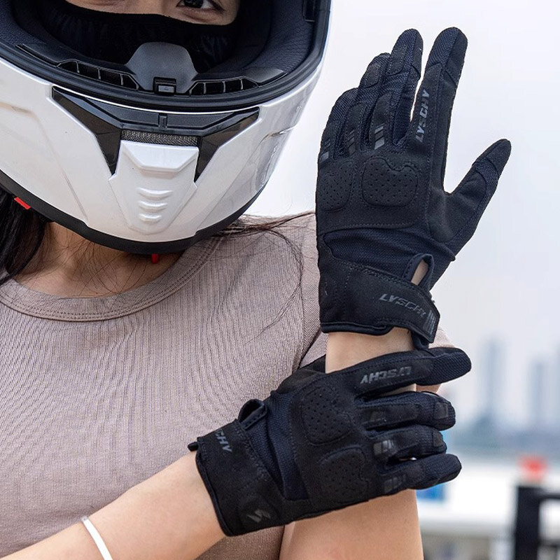 Мотоциклетные Перчатки LYSCHY, летние дышащие митенки для приключений, мотокросса, езды на мотоцикле, износостойкие гоночные перчатки для сенсорных экранов