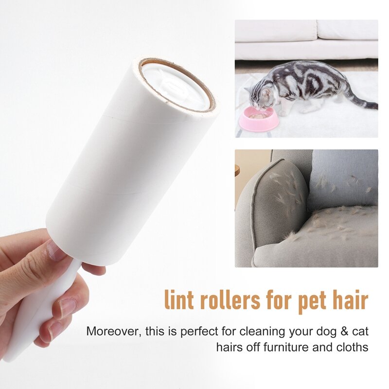 Lint Roller Set com 5 folhas pegajosas extra, adequado para roupas, sofá, cama, tapete, cabelo do animal de estimação, cabelo do gato, 360 completa