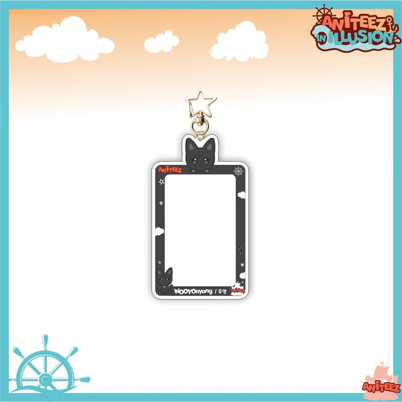 Kpop ATEEZ Card Holder Aceylic Keychain 12CM ANITEEZ Cartoon Cute Picture Frame Small Card Storage Yeosang Mingi Fans Gift
