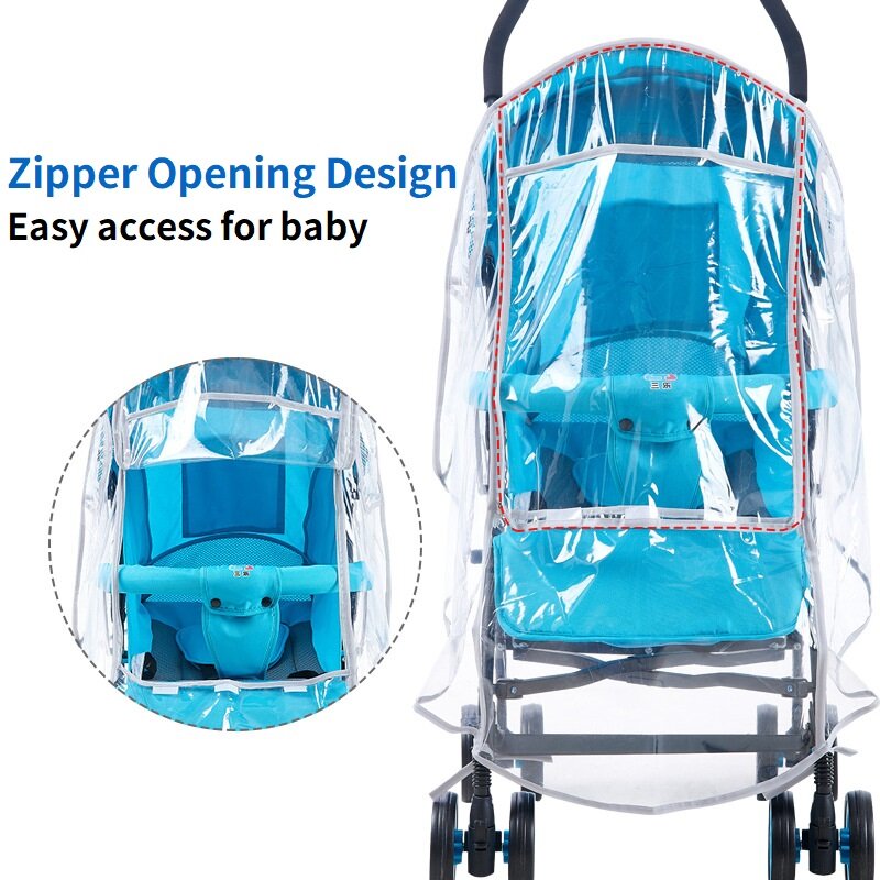 범용 유모차 레인 커버 아기 자동차 바람막이, 투명 방수 통기성 트롤리 우산 비옷 액세서리