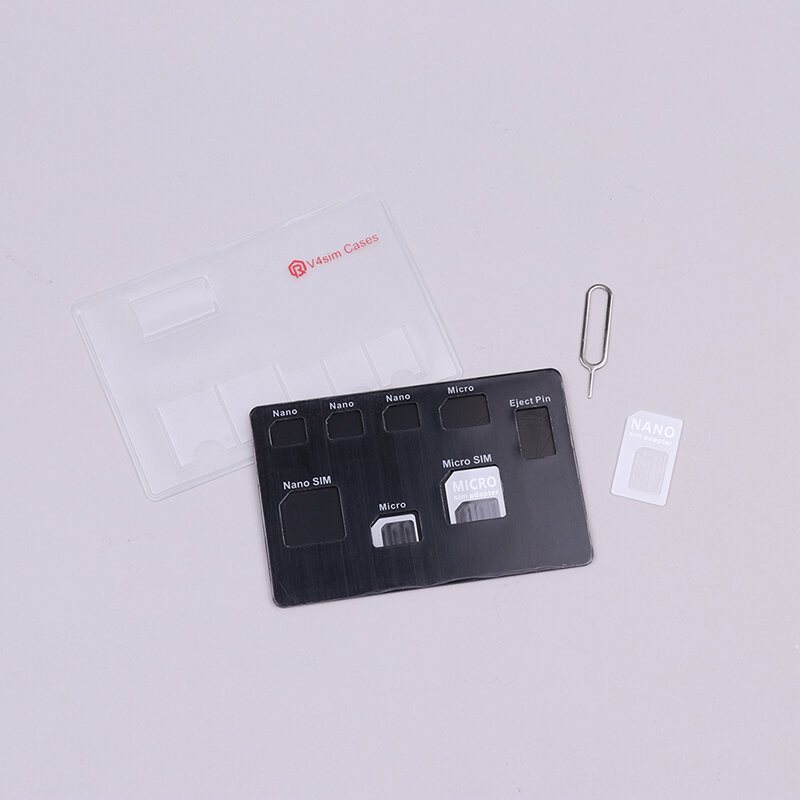 Porta-cartão SIM e Microsd Card Case, Slim armazenamento e telefone Pin incluído