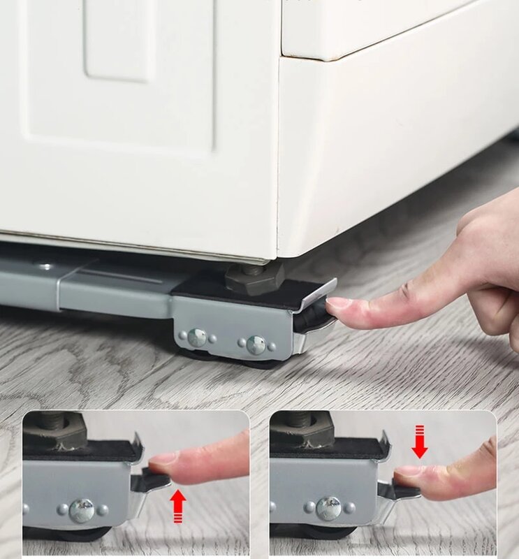 Máquina de lavar roupa geladeira base carrinho carrinho pés ajustável móvel base retrátil móvel suporte telescópico secador