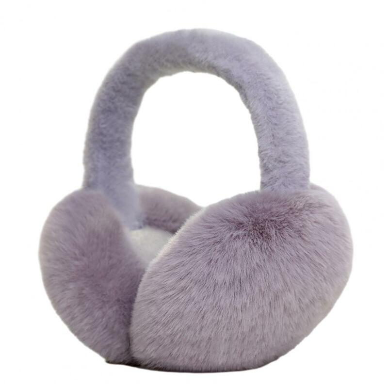 Women Winter Earmuffs Thick Plush Solid Color Elastic Foldable Ear Protection Ear Cover Outdoor Ear Warmers