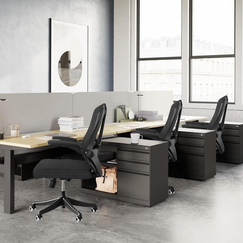 Kursi kantor dengan kapasitas 350LBS, kursi meja rumah nyaman ergonomis, kursi Gaming tengah belakang dengan roda, tinggi dapat disesuaikan