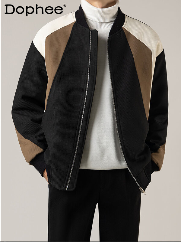 Mode Winter neue Daunen jacke Herren koreanischen Stil Herren High-End Baseball Uniform Langarm Farbe Kontrast Patchwork Jacke