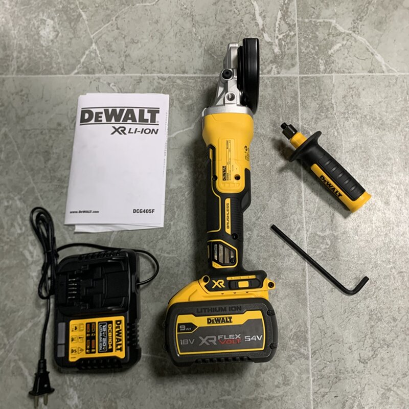 Dewalt DCG405FN smerigliatrice angolare XR 125mm 18V Brushless Lithium charged Industrial Special Polishing Flat Head 9.0AH battery set